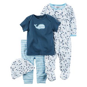 Baby Boy Carter's Whale Sleep & Play, Tee, Striped Pants & Hat Set