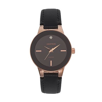 Armitron Women's Diamond Leather Watch 75/5410BKRGBK