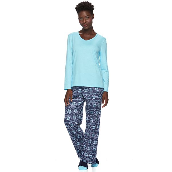 Women's Croft & Barrow® Pajamas: Knit & Fleece PJ Gift Set with Socks