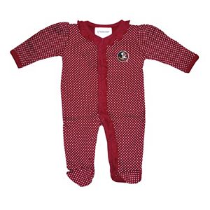 Baby Two Feet Ahead Florida State Seminoles Pin Dot Footed Bodysuit