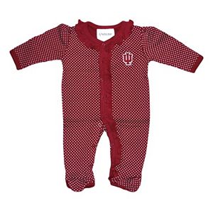Baby Two Feet Ahead Indiana Hoosiers Pin Dot Footed Bodysuit