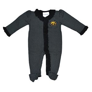 Baby Two Feet Ahead Iowa Hawkeyes Pin Dot Footed Bodysuit