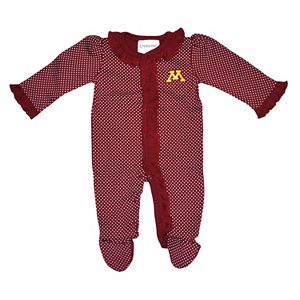 Baby Two Feet Ahead Minnesota Golden Gophers Pin Dot Footed Bodysuit