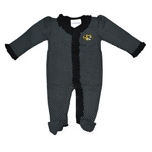 Baby Two Feet Ahead Missouri Tigers Pin Dot Footed Bodysuit