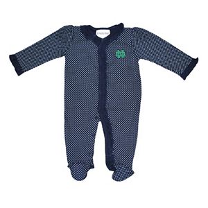 Baby Two Feet Ahead Notre Dame Fighting Irish Pin Dot Footed Bodysuit