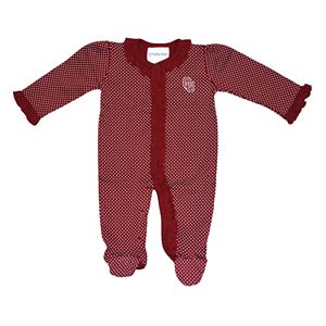Baby Two Feet Ahead Oklahoma Sooners Pin Dot Footed Bodysuit