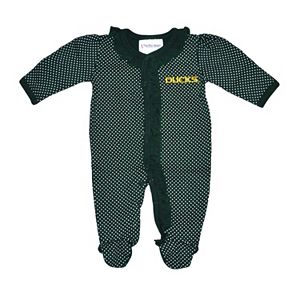 Baby Two Feet Ahead Oregon Ducks Pin Dot Footed Bodysuit