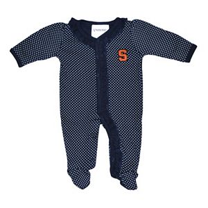 Baby Two Feet Ahead Syracuse Orange Pin Dot Footed Bodysuit