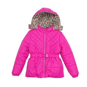 Baby Girl Pink Platinum Heavyweight Hooded Quilted Jacket