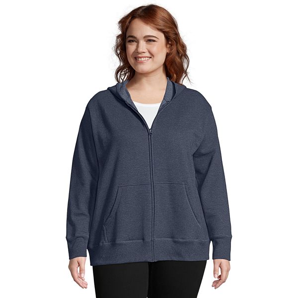 Plus Size Just My Size Zip-Up Fleece Jacket - Navy Heather (2X)