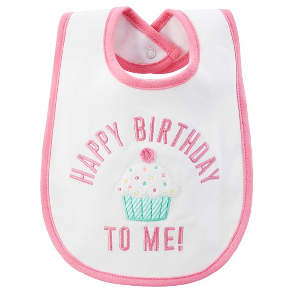 New Carters Baby My 1st Birthday Bib First Girl Happy Birthday to Me Pink 