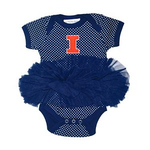 Baby Two Feet Ahead Illinois Fighting Illini Pin Dot Tutu Bodysuit