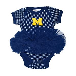 Baby Two Feet Ahead Michigan Wolverines Pin Dot Tutu Bodysuit