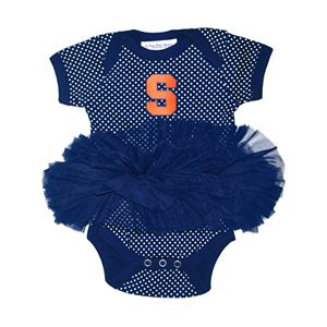 Baby Two Feet Ahead Syracuse Orange Pin Dot Tutu Bodysuit