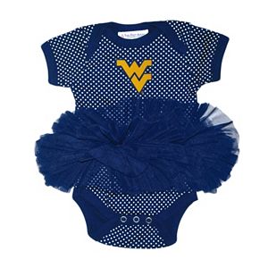 Baby Two Feet Ahead West Virginia Mountaineers Pin Dot Tutu Bodysuit