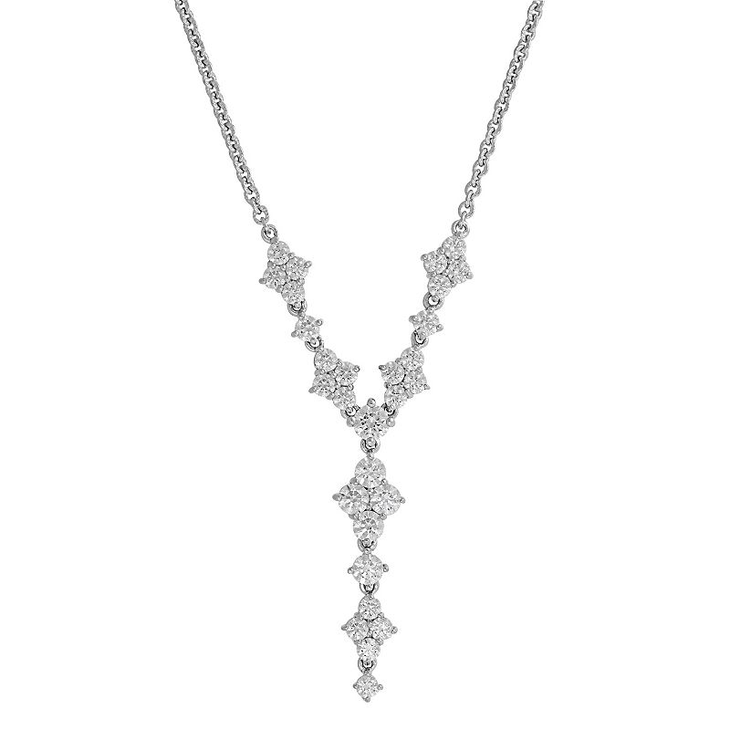 Emotions Sterling Silver Cubic Zirconia Y Necklace, Womens, White
