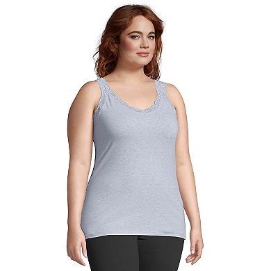 Plus Size Just My Size Jersey Lace Trim Tank Top