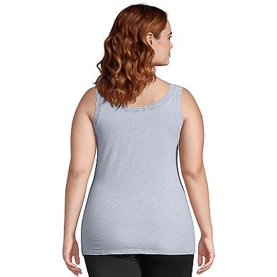 Plus Size Just My Size Jersey Lace Trim Tank Top