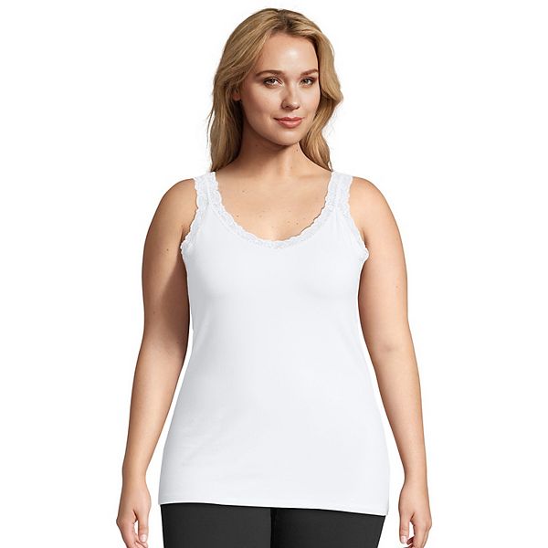 Plus Size Just My Size® Jersey Lace Trim Tank Top