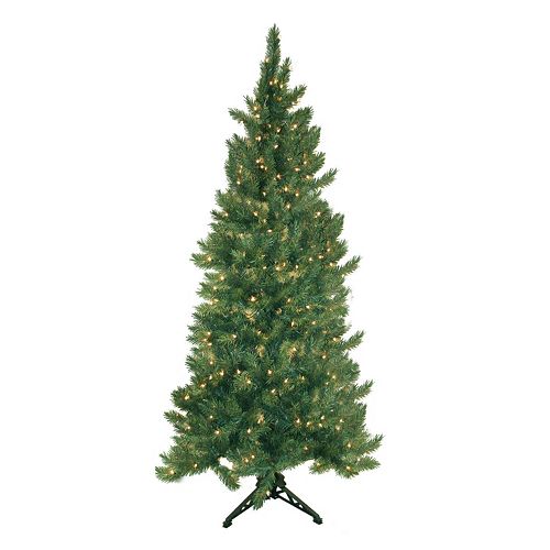 General Foam Plastics 6 5 Ft Pre Lit Artificial Corner Christmas Tree