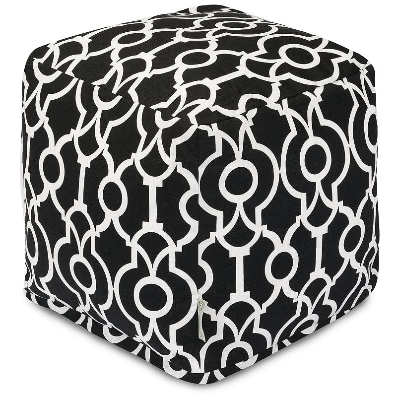 Majestic Home Goods Athens Indoor / Outdoor Cube Pouf Ottoman, Black, 17X17