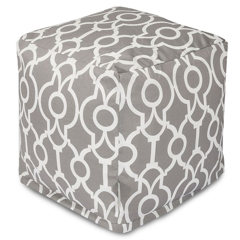 Majestic Home Goods Athens Indoor / Outdoor Cube Pouf Ottoman, Grey, 17X17
