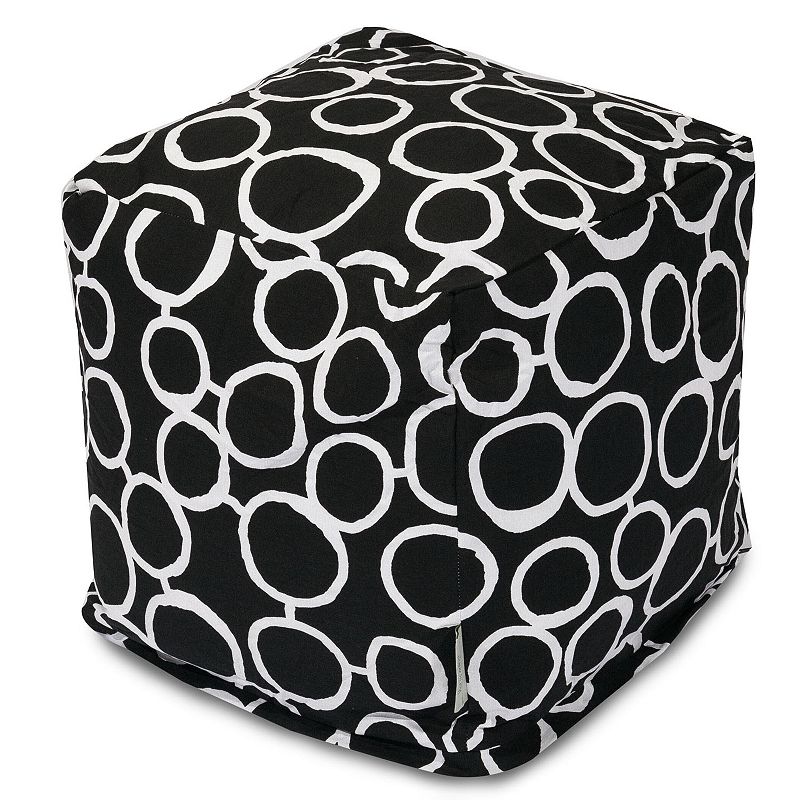 Majestic Home Goods Fusion Cube Pouf Ottoman, Black, 17X17