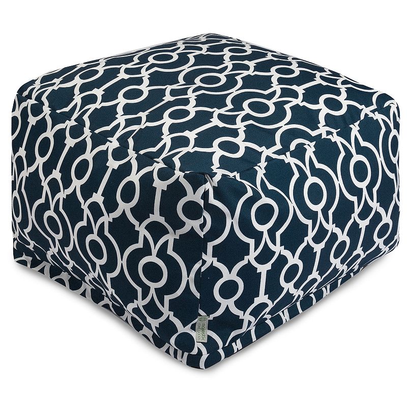 Majestic Home Goods Athens Indoor / Outdoor Pouf Ottoman, Blue