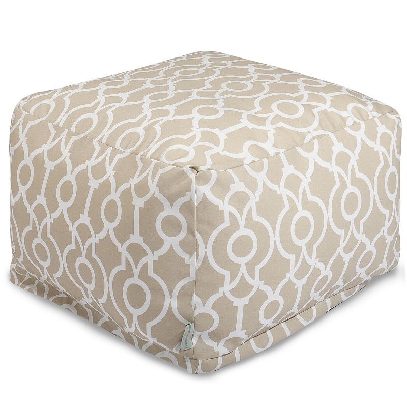 Majestic Home Goods Athens Indoor / Outdoor Pouf Ottoman, Beig/Green
