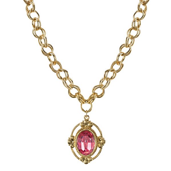 1928 Pink Oval Necklace