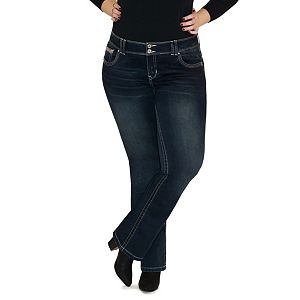 Juniors' Plus Size Amethyst Dark Wash Baby Bootcut Jeans