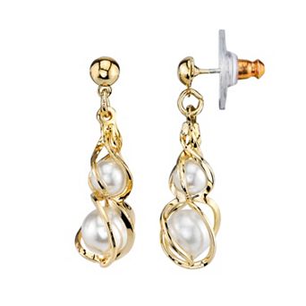 1928 Simulated Pearl Twist Drop Earrings