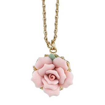 1928 Pink Rose Necklace