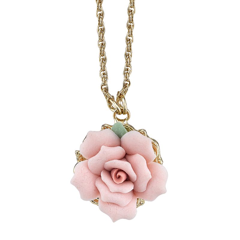 1928 Pink Rose Necklace, Womens, Size: 16