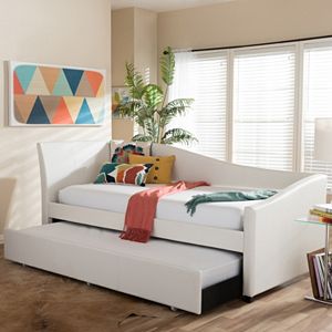 Baxton Studio Vera Faux=Leather Upholstered Curved Twin Daybed & Trundle