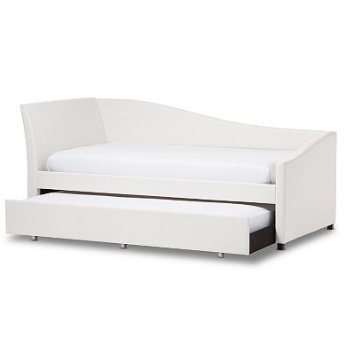 Baxton Studio Vera Faux=Leather Upholstered Curved Twin Daybed & Trundle