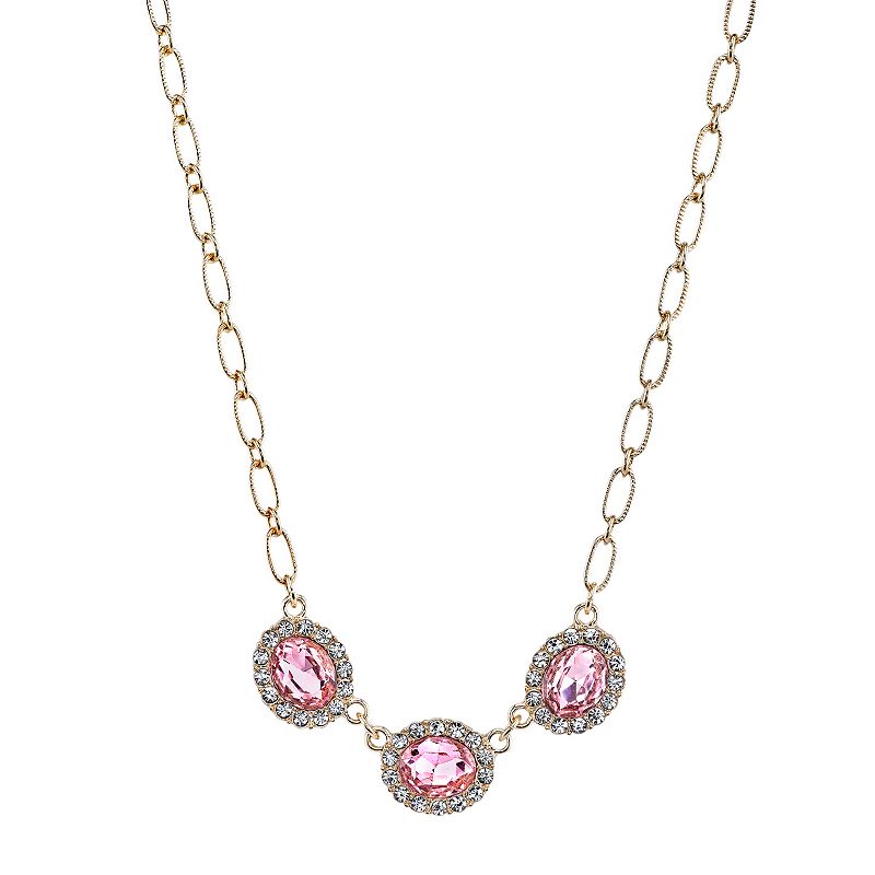 1928 Triple Pink Oval Halo Necklace, Womens, Size: 16