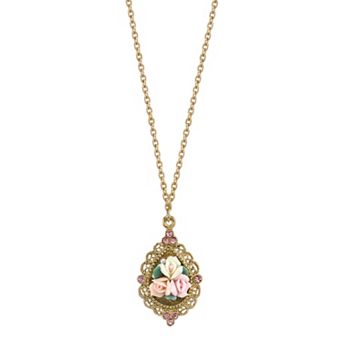 1928 Rose Teardrop Necklace