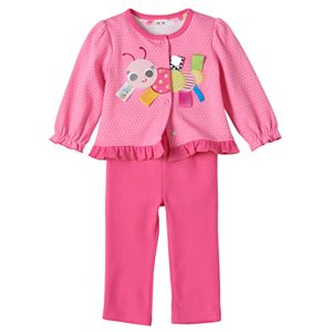 Baby Girl Taggies Caterpillar Cardigan, Bodysuit & Pants Set