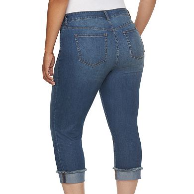 Plus Size Jennifer Lopez Frayed Roll-Cuff Capri Jeans