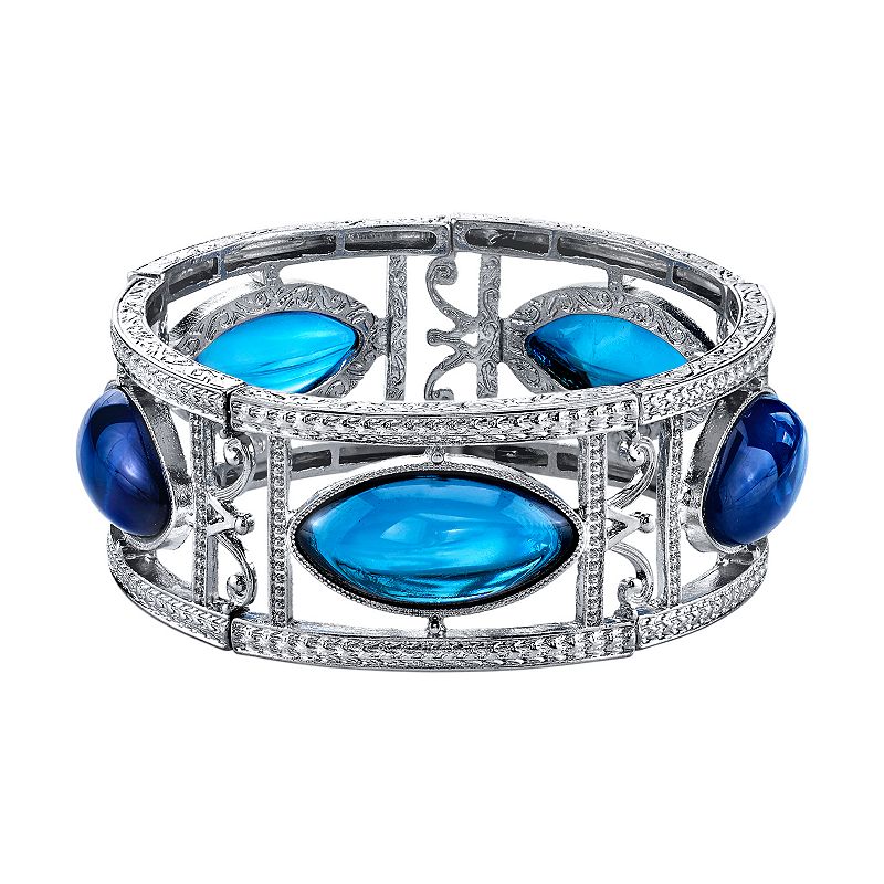 27606633 1928 Blue Marquise Stretch Bracelet, Womens, Size: sku 27606633