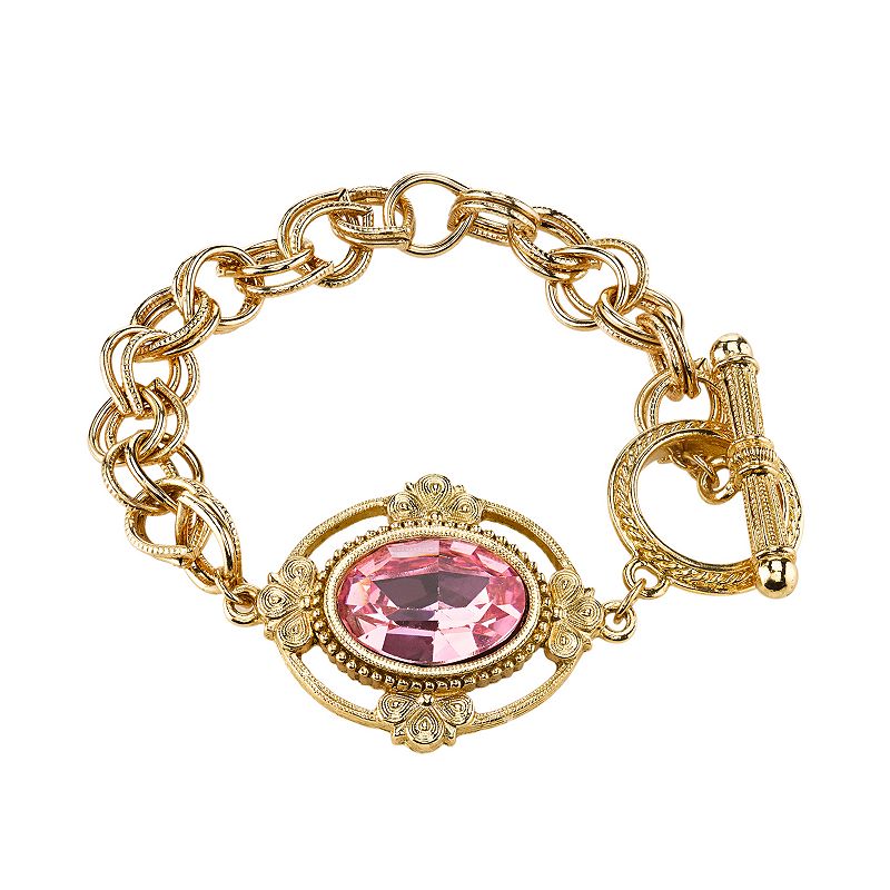 1928 Pink Oval Toggle Bracelet, Womens, Size: 8