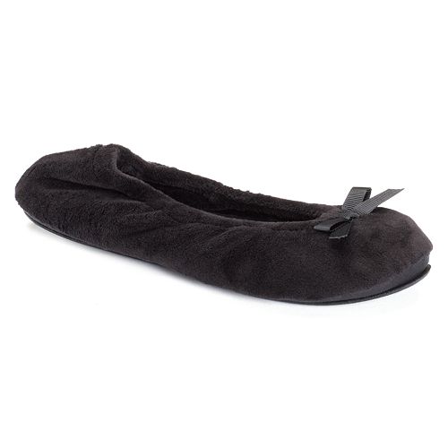 Dearfoams Women's Velour Ballet Bow Slippers