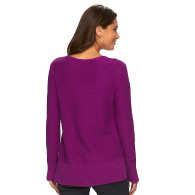 Women's Chaps Cable-Knit V-Neck Sweater