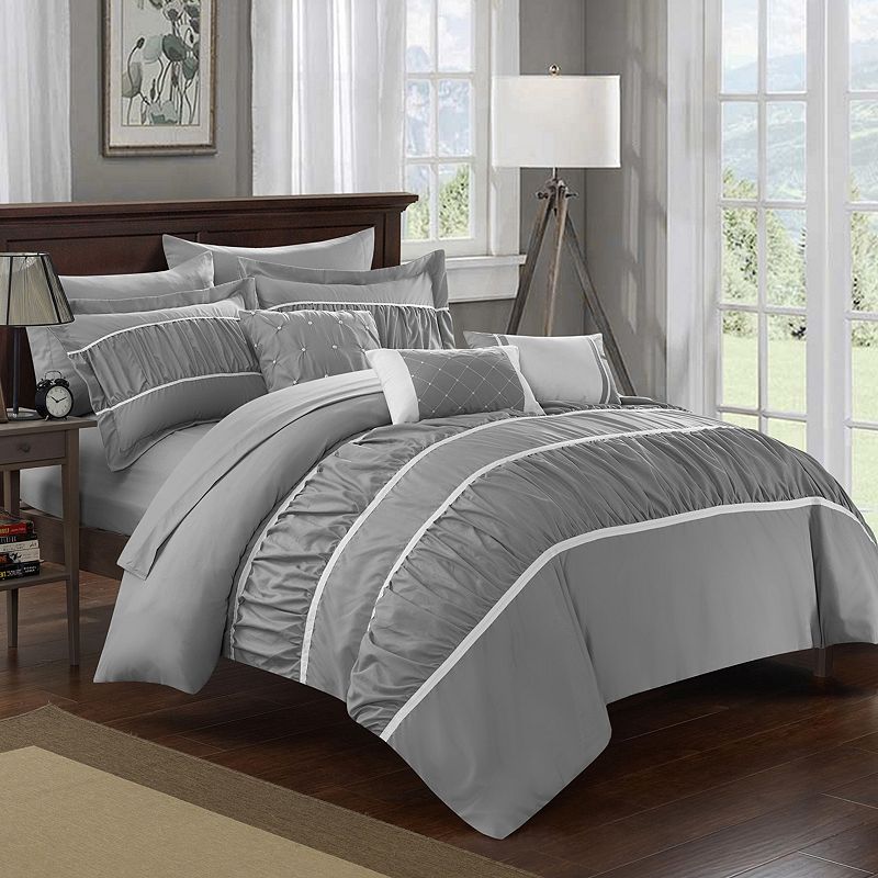 27589392 Chic Home Cheryl Comforter Set, Grey, Queen sku 27589392