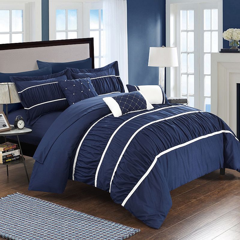 39491325 Chic Home Cheryl Comforter Set, Blue, King sku 39491325