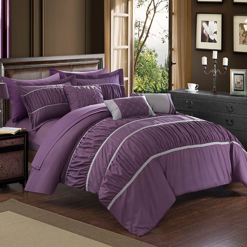 61504462 Chic Home Cheryl Comforter Set, Purple, Queen sku 61504462