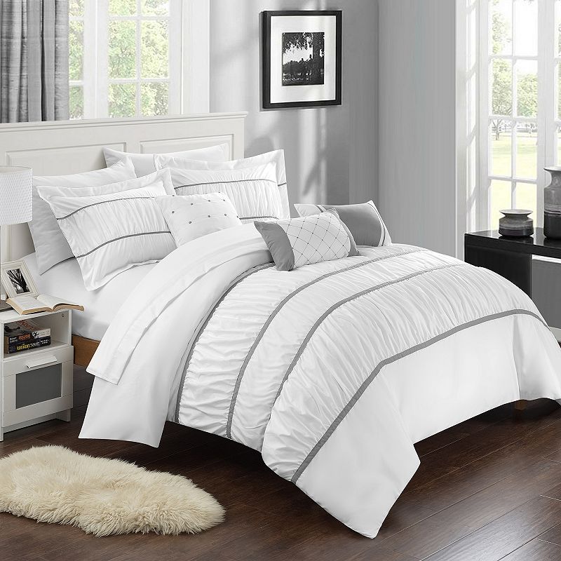 39491076 Chic Home Cheryl Comforter Set, White, Queen sku 39491076