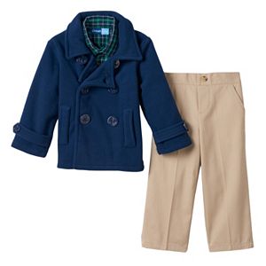 Toddler Boy Great Guy Fleece Peacoat, Shirt & Pants Set