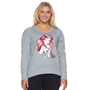 Disney's Juniors' Plus Size The Little Mermaid Graphic Fleece Sweatshirt